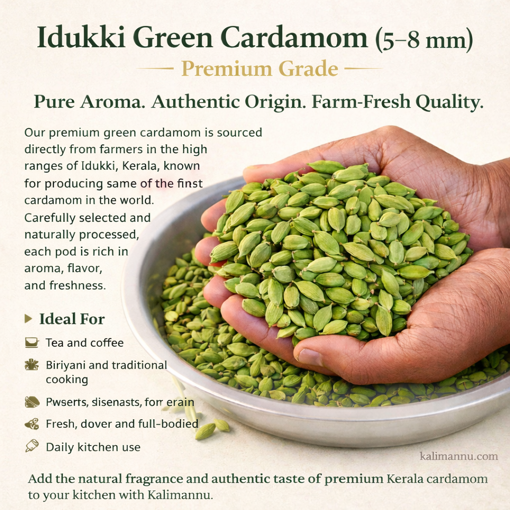 Idukki Green Cardamom (5–8 mm) – Premium Grade