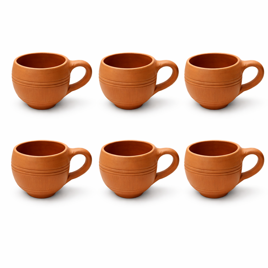 Kalimannu Classic Clay Coffee Mug – Set of 6 (Red)